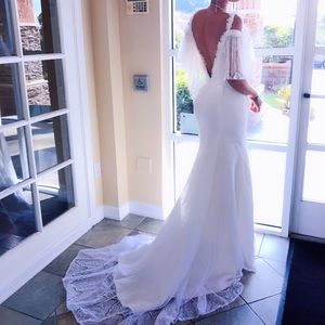 Old fashion laced low back prom dress